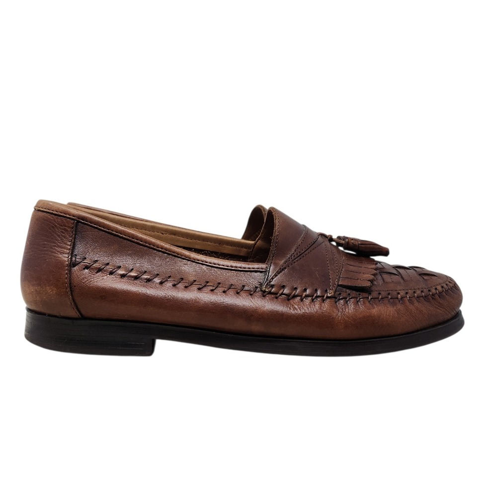 Giorgio Brutini Loafer 11 Men Kiltie Woven Tassels Bartell Brown Leather Slip On - Picture 2 of 14